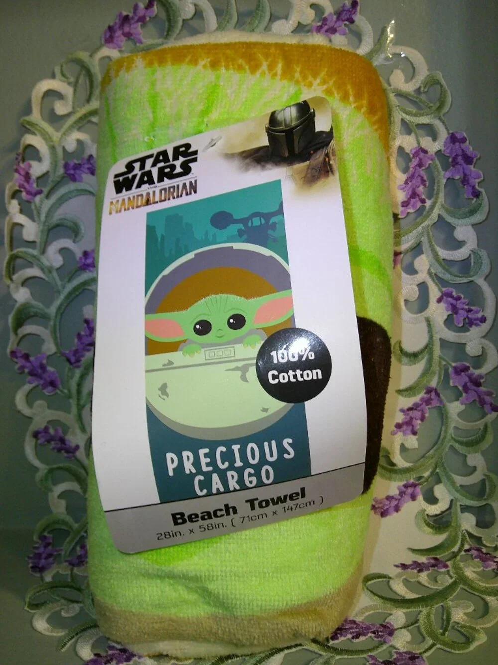 Star Wars Mandalorian Baby Yoda Grogu Precious Cargo beach towel 28 x 58 in NWT